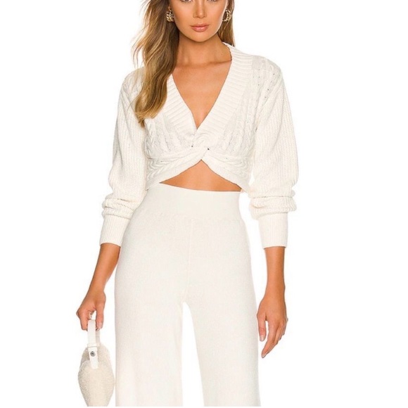 Free People Sweaters - Free People - Emilie Whisper White Twisted Front Cable Knit Crop Sweater Size M